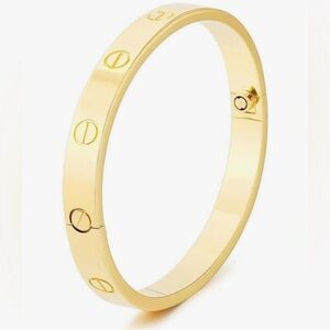 Screw Motif Gold Bangle Bracelet with Screwdriver.